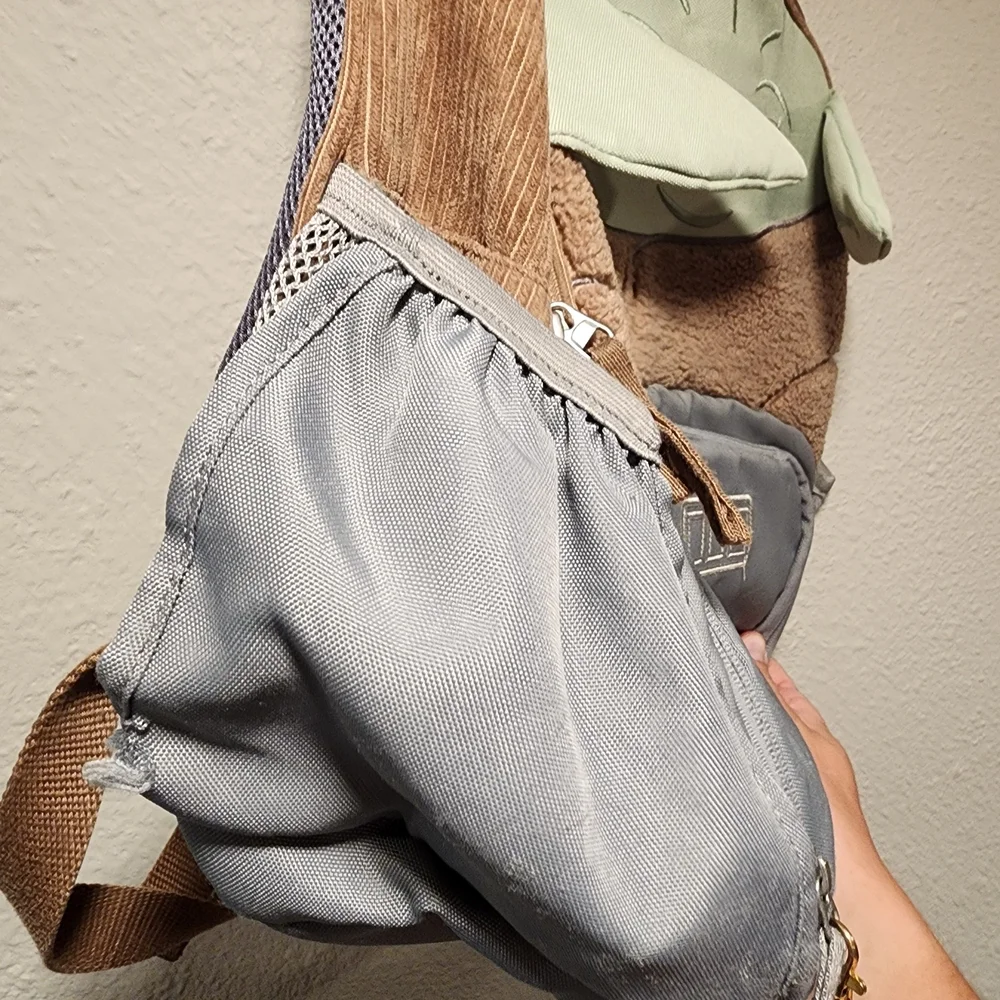 Brown and Gray Backpack with Character Design